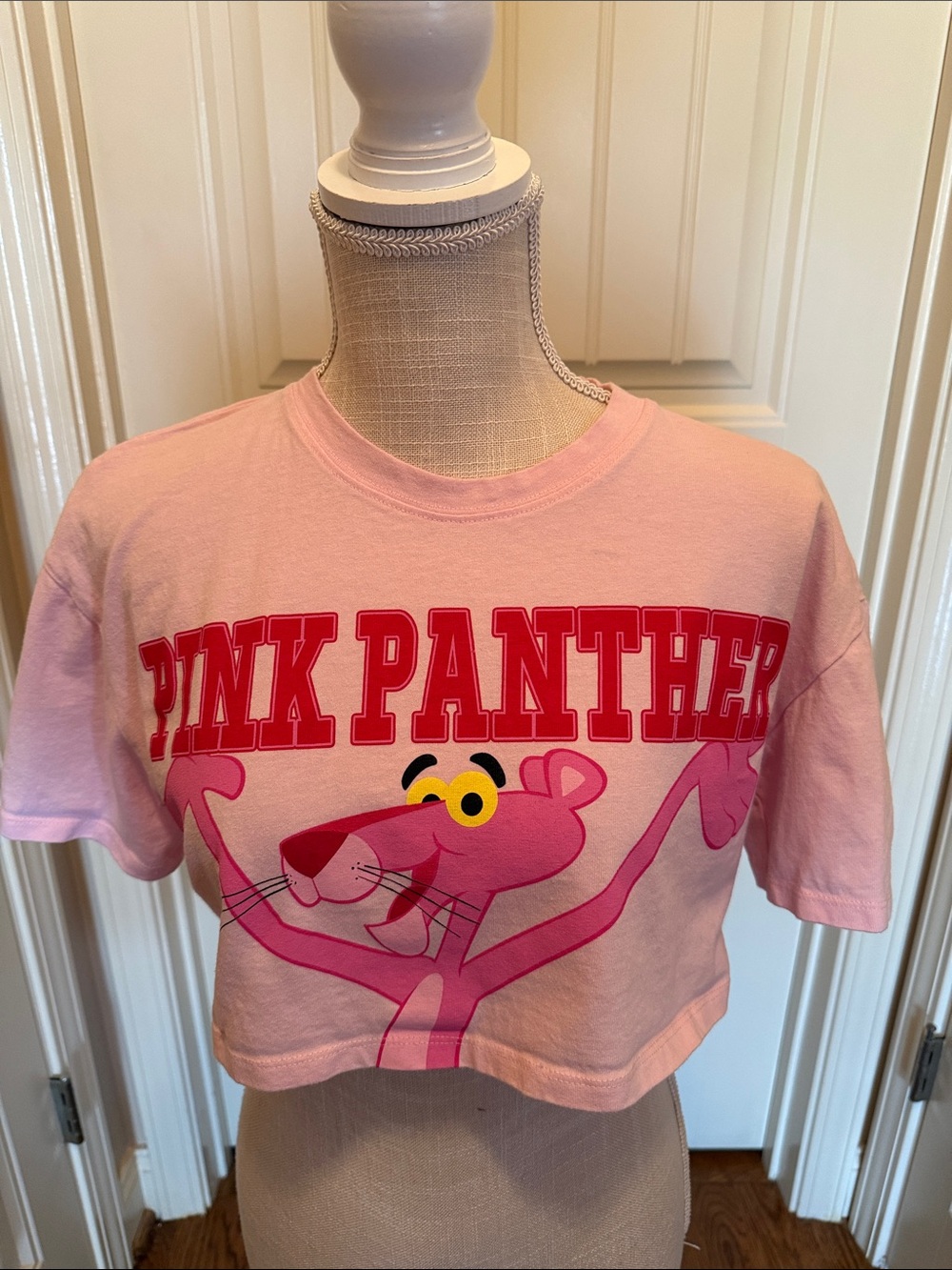 Zara Pink Panther Pink Graphic Crop Tee